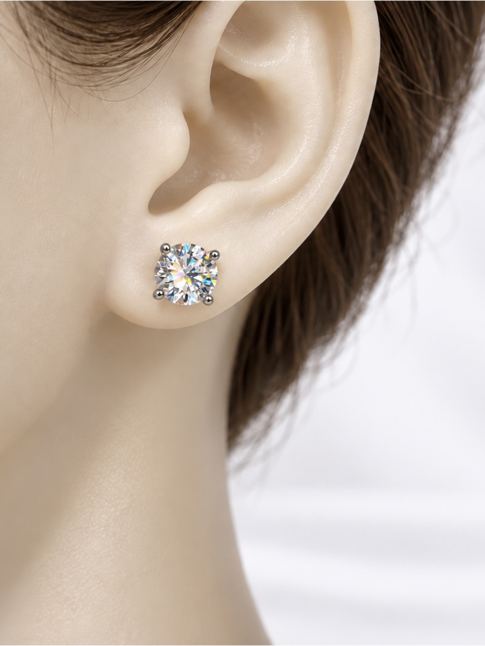 Women’s Earrings Sterling Silver 925 Moissanite 1.6ct Round Cut Stud New
